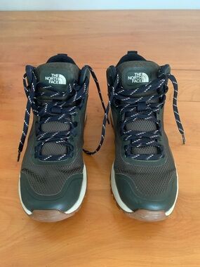 The North Face Olive Green and Black Men's Ankle Hiking Shoes